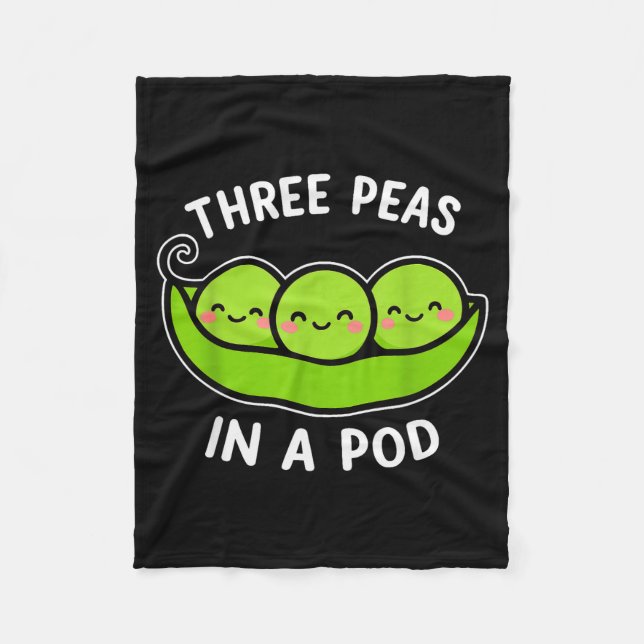 Three Peas In A D Cute Kawaii Funny  Fleece Blanket (Front)