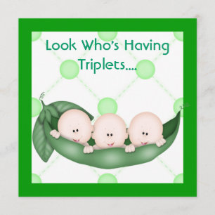 THREE PEAS IN A POD BABY SHOWER  INVITATION