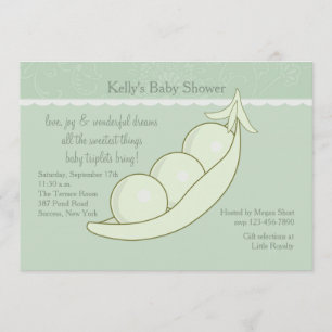 Three Peas in a Pod Baby Shower Invitation