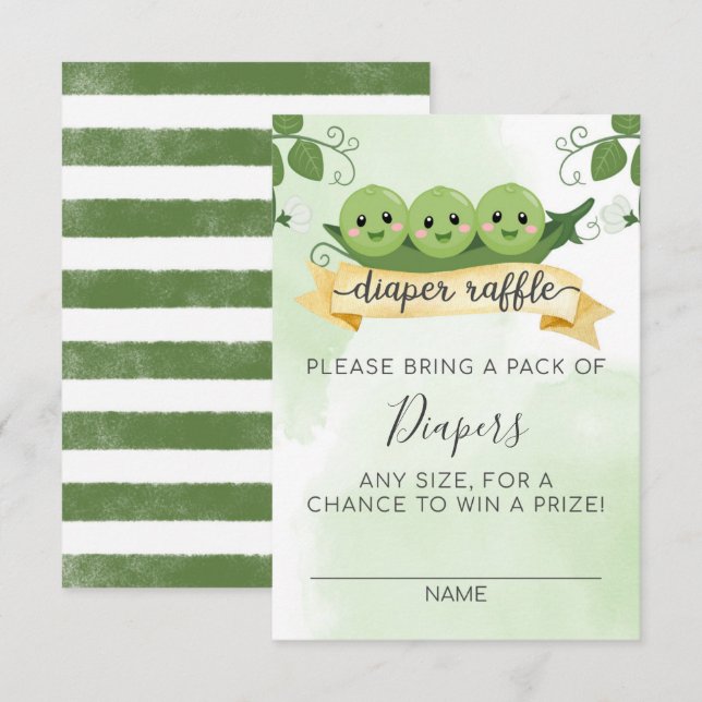 Three Peas in a Pod Diaper Raffle Card Insert (Front/Back)