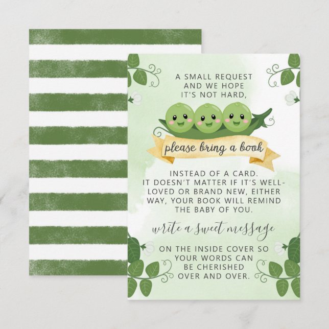 Three Peas Pod Books For Baby Request Card Insert (Front/Back)