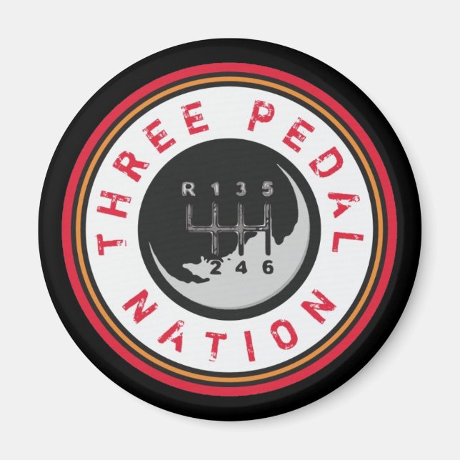THREE PEDAL NATION Magnet (Front)