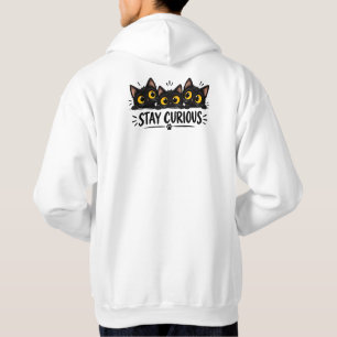 Three Peeking Black Cats Big Yellow Eyes Hoodie
