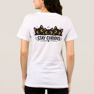 Three Peeking Black Cats Big Yellow Eyes Tri-Blend Shirt