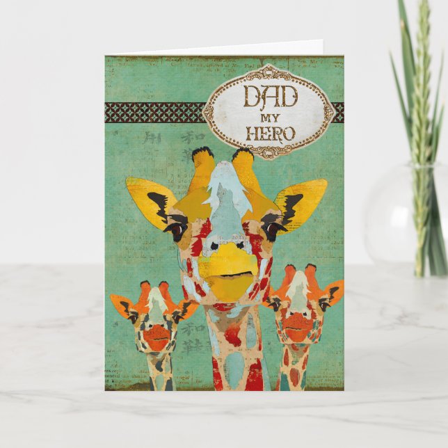 Three Peeking Giraffes  Father's Day Card (Front)