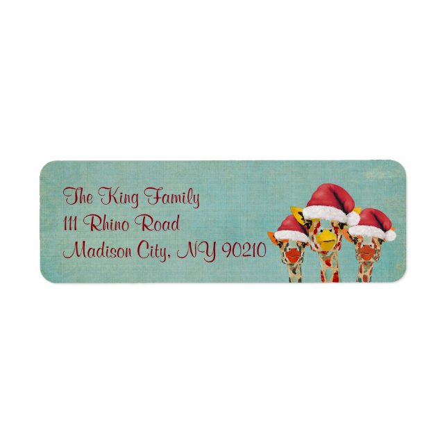 Three Peeking Giraffes Holiday Address Label Return Address Label (Front)