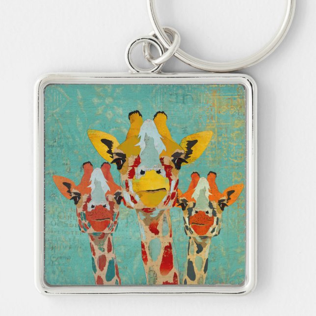 Three Peeking Giraffes  Keychain (Front)
