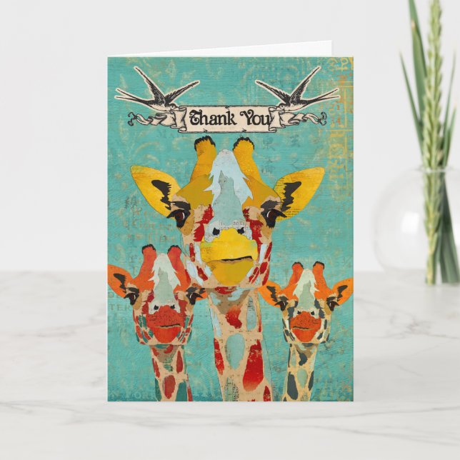 Three Peeking Giraffes Thank You Card (Front)