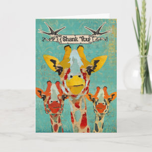 Three Peeking Giraffes Thank You Card