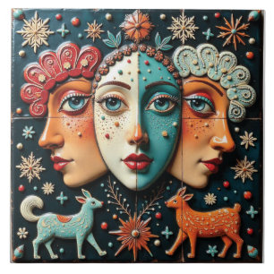 Three Performance Artists Ceramic Tile