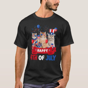 Three Persian Cat Happy 4th Of July Balloon Indepe T-Shirt