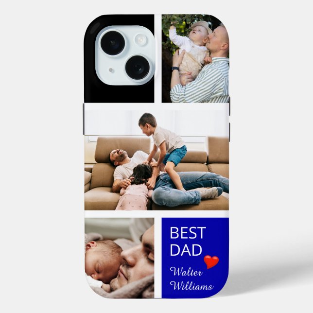 Three Personal Photos personalise Best Dad Case-Mate iPhone Case (Back)