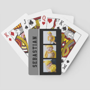 Three Photo And Text Personalised Custom Playing Cards