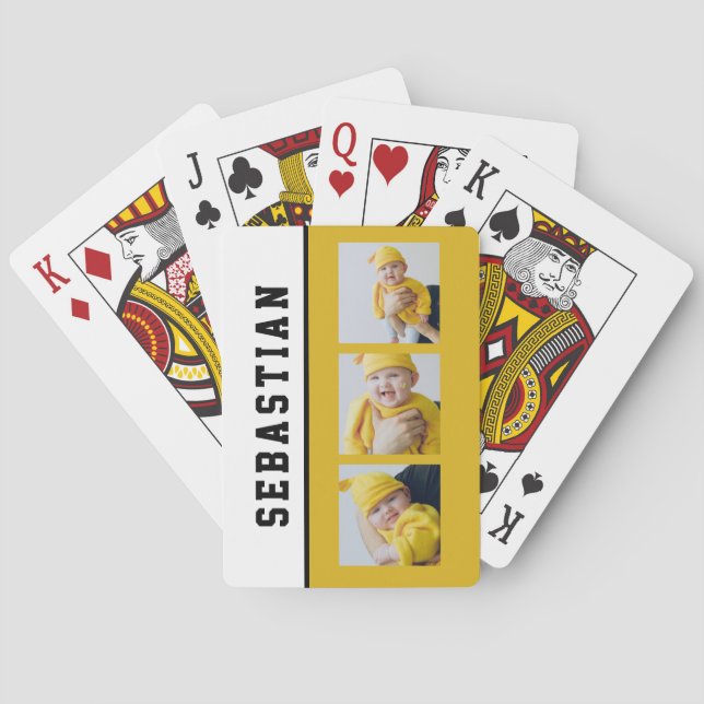Three Photo And Text Personalised Custom Playing Cards (Back)