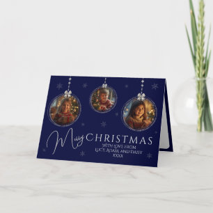 Three Photo Bauble  Folded Holiday Card