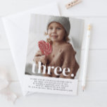 Three Photo Birthday Invitation<br><div class="desc">A simple Third Birthday invitation featuring your own photo and the words 'three.' over the top.</div>