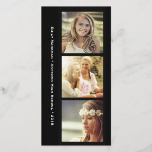 Three Photo Black Frames Graduation Announcement