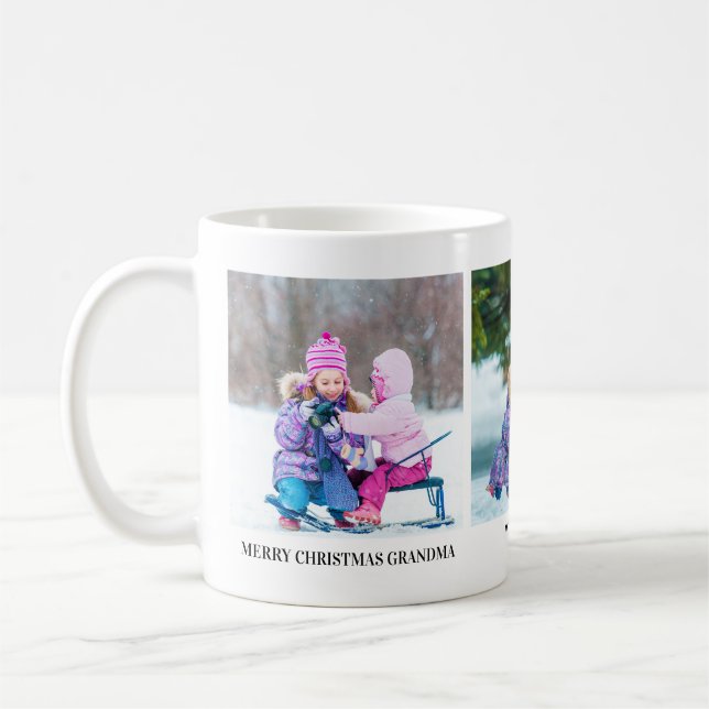 Three Photo Christmas Gift Mug for Grandmothers (Left)