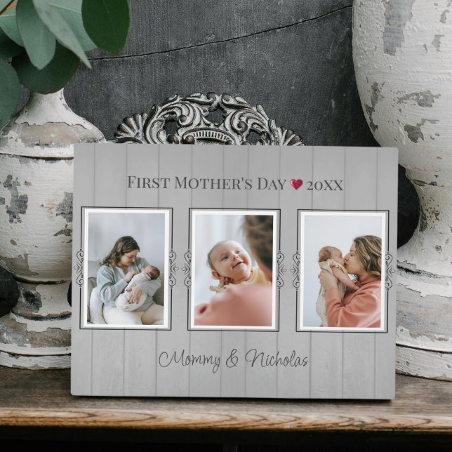 Three Photo Collage First Mothers Day Plaque (Three Photo Collage First Mothers Day Plaque)