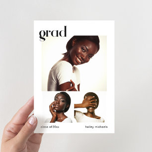 Three Photo Collage Graduation Party Invitation