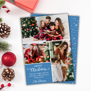 Three photo collage modern cute simple Christmas Holiday Card