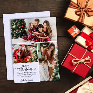 Three photo collage modern cute simple Christmas  Holiday Card
