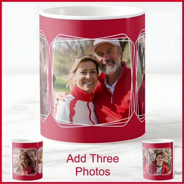 Three Photo Collage Modern Red C81 & White Mother  Coffee Mug (Creator Uploaded)