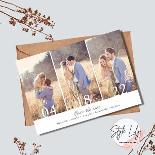 Three Photo Collage Wedding Save the Date