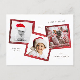 three photo frame family holiday postcard