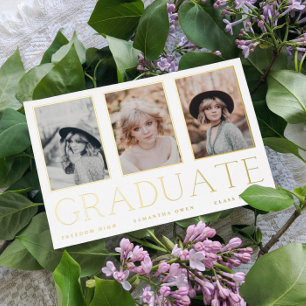 THREE Photo Frames GOLD FOIL GRADUATE Announcement