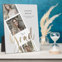 three photo gold graduation photo announcement