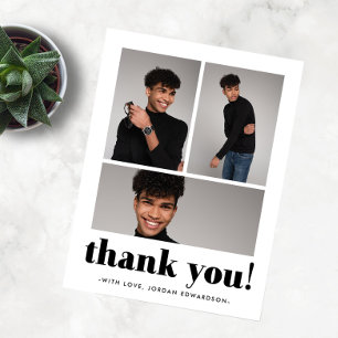 Three Photo Graduation Thank You Postcard