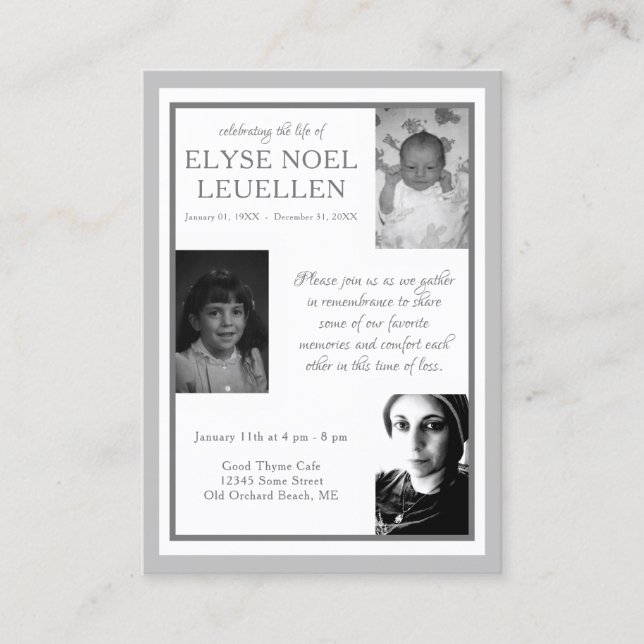 three photo memorial cards (Front)