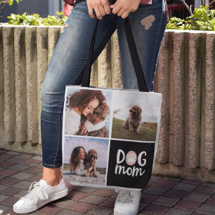 Three Photo Pawprint Dog Mum Tote Bag