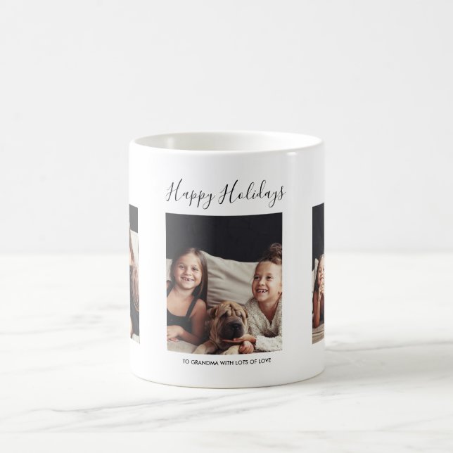 Three Photo Personalized Christmas Mug (Center)