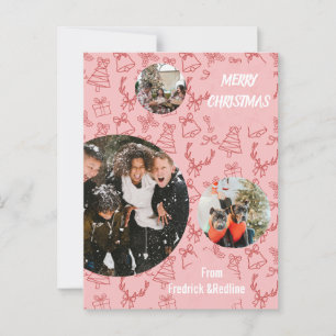 Three Photo Pink Whimsical  Postcard