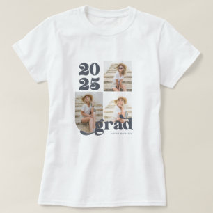 Three Photo Retro 2025 Graduate Blue T-Shirt