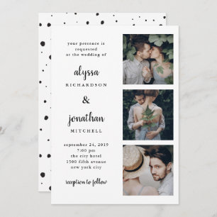 Three Photo Simple and Modern Wedding Invitation