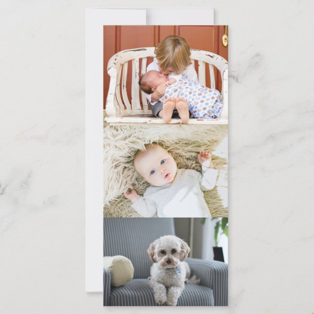 Three Photo Vertical Custom Christmas Greeting (Front)