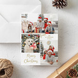 Three Photos and Modern Typography Merry Christmas Holiday Card<br><div class="desc">These stylish holiday cards feature a minimal faux gold and white design with modern script typography that says "Merry Christmas". Easily place three of your favourite personal photos onto the multi photo grid by using the template.</div>
