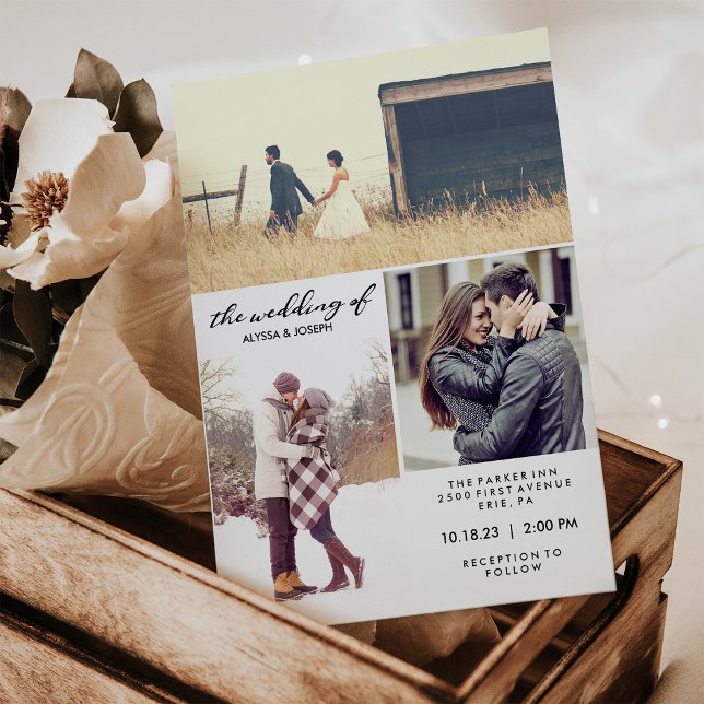 Three Photos and Modern Typography Wedding Invite (Creator Uploaded)