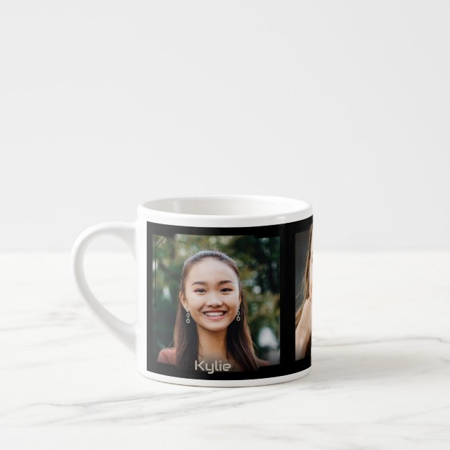 Three photos and name, black Sci-Fi Frame Espresso Cup (Left)