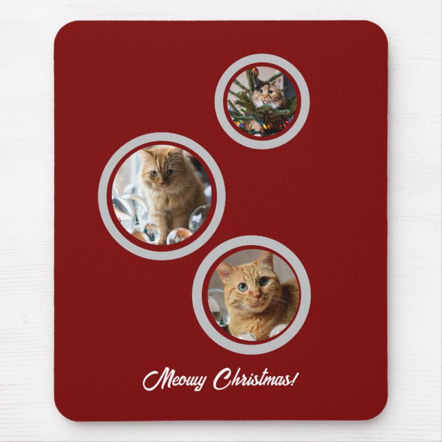 Three Photos Cats Customize  Mouse Pad (Front)