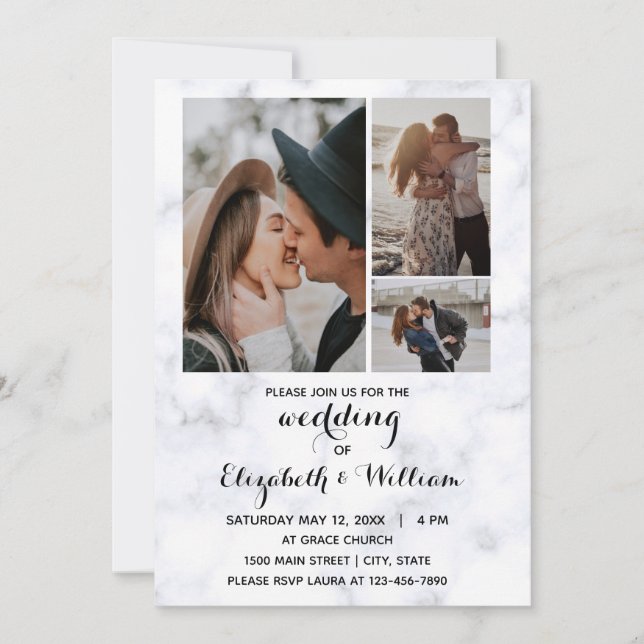 Three Photos Collage Inspirational Wedding Invitation (Front)