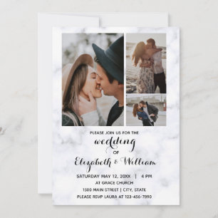 Three Photos Collage Inspirational Wedding Invitation