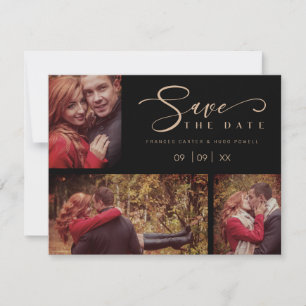 Three Photos Collage Minimalist Modern Wedding 