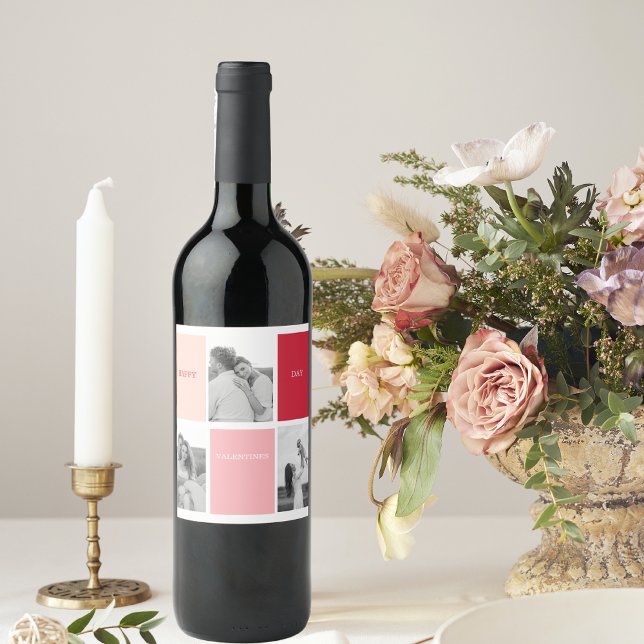 Three Photos | Happy Valentines Day Wine Label (Creator Uploaded)