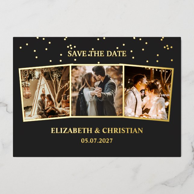 Three Photos Minimalist Save The Date  (Front)
