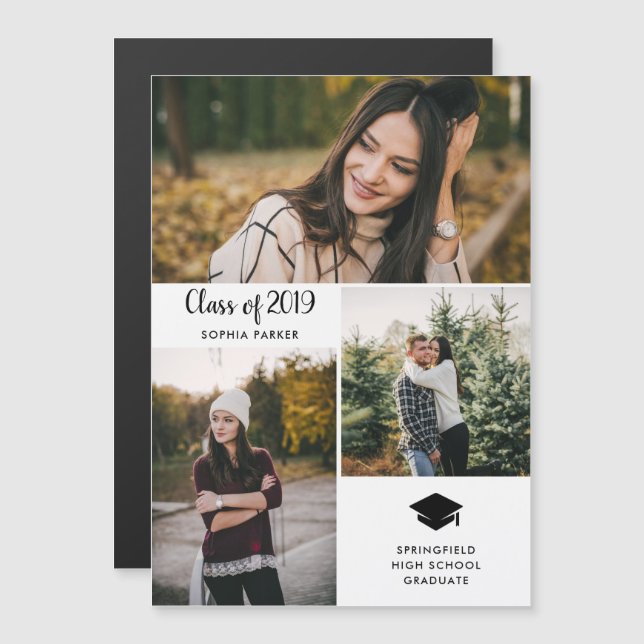 Three Photos | Modern Graduation Announcement (Front/Back)