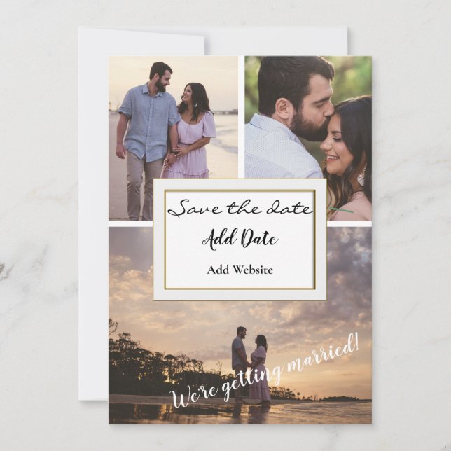 Three Piece Picture Save the Date Announcement (Front)